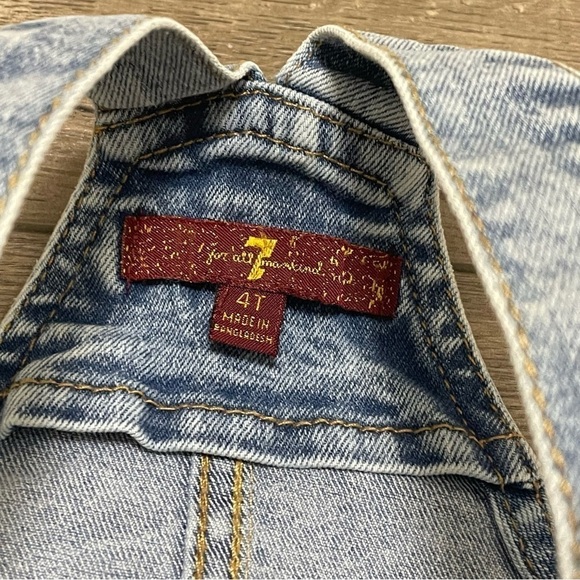 7 for all Mankind Toddler Girls Overall Dress Size 4T Blue Denim Jean Bib. - Picture 4 of 6